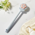 Blue long-handle shower brush with pink flower bristles for exfoliating back skin - Sky Blue