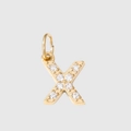 Golden letter X pendant with sparkling cubic zirconia stones for DIY jewelry making - Letter X - Gold