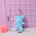 Blue teddy bear plush keychain with gold clasp, 15cm height for bag decoration - Blue / Gold Keychain