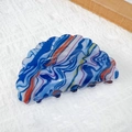 Oil painting style blue acrylic hair claw clip with colorful abstract wave texture - Peacock Blue - Wave Round