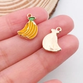 Ciondoli a banana in smalto dorato per creazione gioielli fai-da-te con verde - Banana