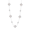 Elegant S925 silver necklace with white mother of pearl shells and freshwater pearls - Silver Shell Mother of Pearl Chain(GPN86-14K)