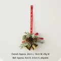 Vintage Christmas bells with pine cones, pine needles and Merry Christmas red ribbon - Vintage Large Double Bell J