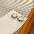 Sleek silver minimalist chunky hoop earrings with a polished finish for a modern look - A1430 Silver Polished C-Hoop