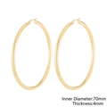 70mm gold plated thick hoop earrings in stainless steel with 4mm width for women - Gold Inner Diameter 70mm Thickness 4mm (KE105494-LO)
