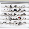 24-piece vintage gothic punk ring set with skull and spider motifs in antique silver - Eco-friendly Antique Silver 24Pcs Set