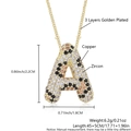 Leopard pattern letter A pendant necklace with colorful zircon and gold plating - Letter A