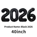 40-inch black metallic foil number 2026 balloons for New Year celebration - 40 Inch / Black