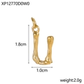 Macro shot of gold-plated bamboo texture letter U pendant charm showing precise dimensions - Bamboo Letter U-Gold
