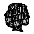 Badge métallique inspirant avec citation 'She Believed She Could So She Did' - Style Noir SHE BELIEVED SHE COULD (XZ7335)