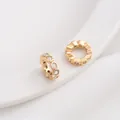 14K gold plated hexagonal zircon spacer bead for DIY jewelry making and beading - 14# Honeycomb Texture / 11x3mm / 14K Gold