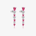 Orecchini pendenti in argento S925 con pietre rosa a goccia e zirconi bianchi brillanti - Argento 925 placcato oro bianco / Argento