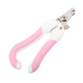 Pink and white stainless steel pet nail clipper with ergonomic non-slip handle for cats - Curved Handle Small Pink