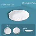 White scallop shaped melamine dipping dish with textured shell design 6.5 inch - 6.5 Inch Shell Plate