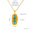 Detailed dimensions of heart turquoise pendant necklace in 18k gold plated stainless steel - Gold Heart Turquoise Pendant (ZN1501G)