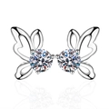 Elegant s925 silver butterfly earrings featuring 0.5ct moissanite stones on white background - 925 Silver / 0.5ct+0.5ct Moissanite