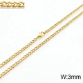 3mm width golden stainless steel curb chain necklace with secure lobster clasp - 3MM Gold / Necklace 45cm