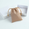 Golden glitter drawstring jewelry pouch with white gift boxes for premium packaging - 5x7cm / Orange