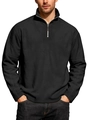 Men's black half-zip fleece pullover with a mock neck and ribbed knit texture - S / Black