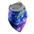 Detail of star print scarf with soft grey fleece lining and secure metal button closure - Blue Purple Gradient Starry Sky