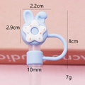 Light blue silicone rabbit donut straw cover for 10mm tumblers with size details - Blue Rabbit Ear Donut