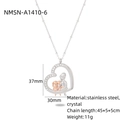 Herzanhänger-Halskette für Mütter in Silber und Roségold mit funkelnden Kristallen - Mutter Und Kinder Stil (NMSN-A1410-6)