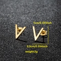Polished 18K gold plated uppercase V letter stud earrings with 1cm dimensions - 098 V Shape / Gold