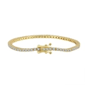 Elegant gold S925 sterling silver bracelet with cubic zirconia and double safety clasp - 2mm 14k Gold 16.5cm Approx. Weight: 7.8g