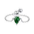 Verstellbarer Ring aus S925 Silber mit birnenförmigem grünem Zirkonia-Stein - Silber - Grün Birne Zirkonia (DY120765-S-W-GN)
