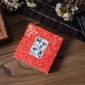 Square red PE film jewelry suspension box with Chinese blessings on wooden desk - May All Wishes Come True (Sleeve Only) / 7*7*2cm / Red