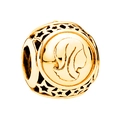 Golden round zodiac charm with Virgo portrait relief and star hollow-out details - Virgo / Gold