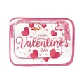 Pink flamingo and heart pattern clear PVC makeup bag for Valentine's Day storage - 099-Happy Valentine Pink