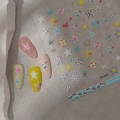 Close-up of 5D star nail art stickers Co-527 with cherry and bow patterns on nails - Cherry Stars Bowknot Series (CO-527)