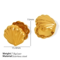 Boucles d'oreilles cœur dorées en forme de coquille en acier inoxydable de 15mm - Style de Coquille (EH650) / Or