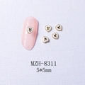 Detailed close-up of 5x5mm gold metal heart nail charms with white enamel finish - 8311 Gold Border White Heart (5*5mm)