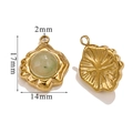 Vintage gold stainless steel geometric pendant with oval green gemstone detail - B-Green Aventurine