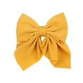 Macro shot of large mustard yellow fabric bow hair clip showing soft pleats and matte texture - Mustard Yellow