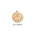 Golden evil eye pendant with colorful stones and blue gemstone center, size 15.5x18mm - Medium