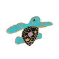 Cartoon turtle enamel pin with black shell and purple stars for clothes and bags - Starry Sea Turtle (C1887-5)