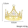 Detail of a golden alloy crown with white rhinestones, size 8.5cm by 5.5cm for cake topper - Vertical Horse Eye Gold