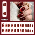 Unghie finte occhio di gatto rosso ciliegia con riflessi magnetici, 24 pezzi forma quadrata - Occhio di Gatto Rosso Scuro (Tipo Colla)