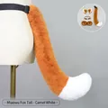 Camel white plush fox tail and cat ear cosplay set with adjustable belt and accessories - One Size / Meow Fox Tail-Camel White