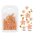 Light pink resin 5-petal flowers with gold beads for nail art in 3mm and 6mm sizes - Orange Flower With Gold Bead