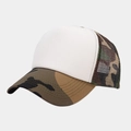 Outdoor trucker hat featuring jungle camouflage and white breathable mesh panels - White with Camouflage Brim / Adjustable