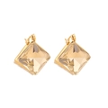 Minimalist square geometric earrings featuring champagne faceted crystals in gold finish - 3#Champagne