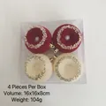 Velvet Christmas ball set in burgundy and cream white with sparkling sequins and gold hooks - Burgundy Beige Velvet (Q-A02-24)