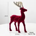 Beflockte burgunderrote Weihnachtsrentier-Figur mit goldenem Glitzergeweih, 22 cm - Große Rentierstatue A (Stehend)