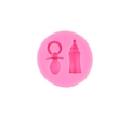 Pink silicone baby bottle and pacifier fondant mold for mini cake decorations - 4# Baby Bottle & Pacifier / Pink