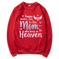 Red Mama Est 2025 Coquette Hoodie with Happy Mother's Day Heaven memorial print - Red