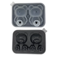 Silicone bear ice cube mold with grey lid and black BPA-free base tray for two bears - 2-Cavity Bear (Black)